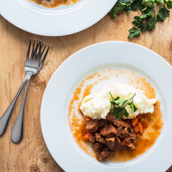 Tender Lamb Stew with Potato Mash