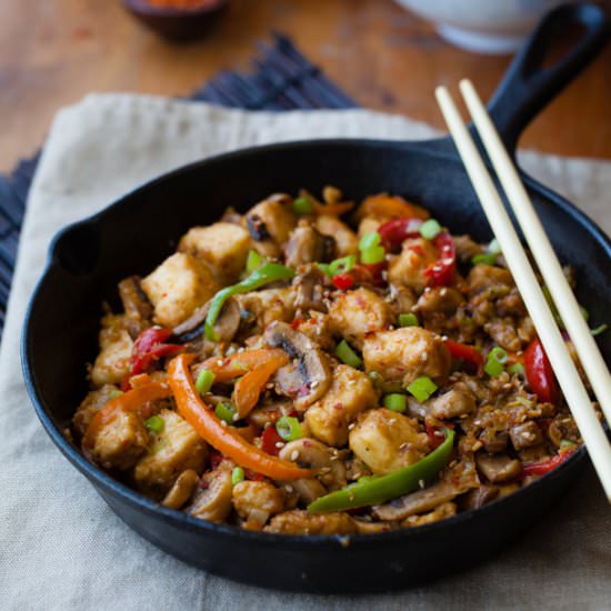 Stir Fried Paneer and Mushroom