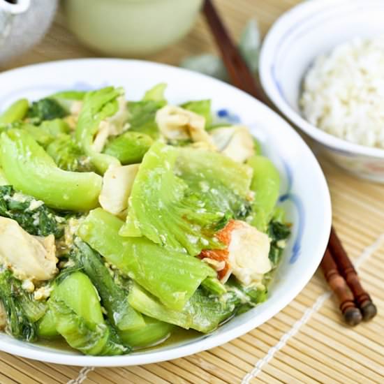 Stir Fry Mustard Greens in Silky Egg