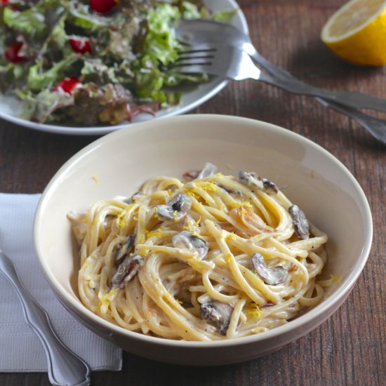 One-Pot Creamy Linguine w/Mushrooms