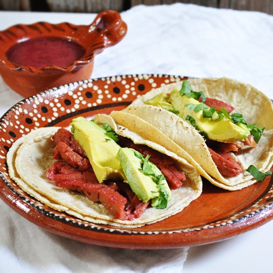 Seitan Tacos Hibiscus Marinate