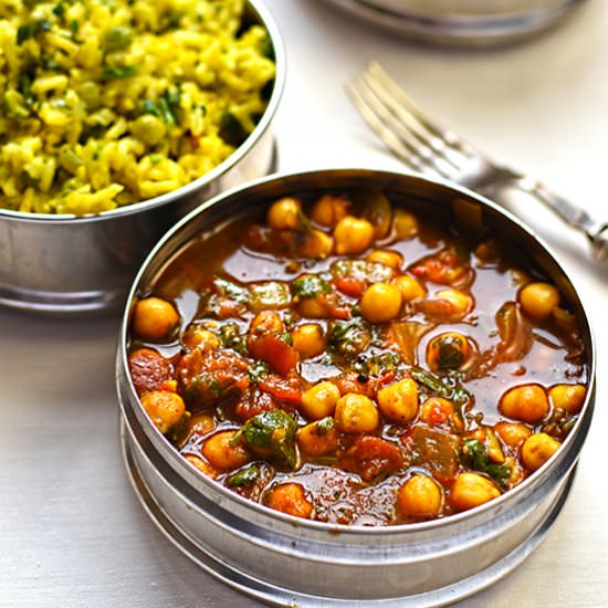 Chickpea Curry and Green Pea Pilau