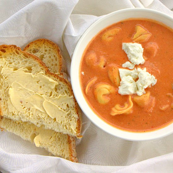 Tomato Soup w/Tortellini & Goat Cheese