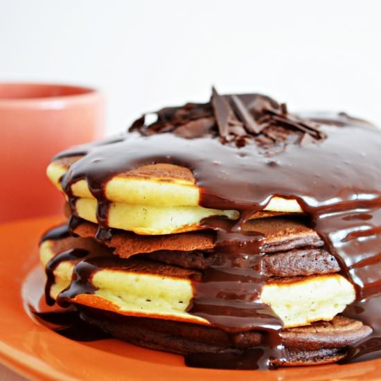 Pancakes with Chocolate Sauce