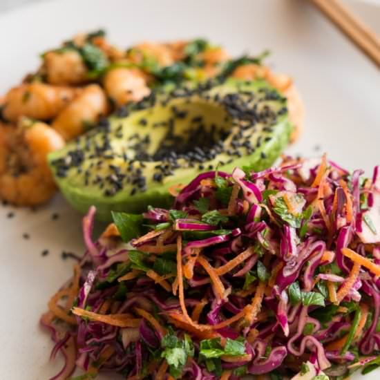 Vibrant Slaw with Spiced Prawns