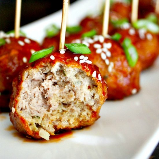 Sticky Sriracha Meatballs