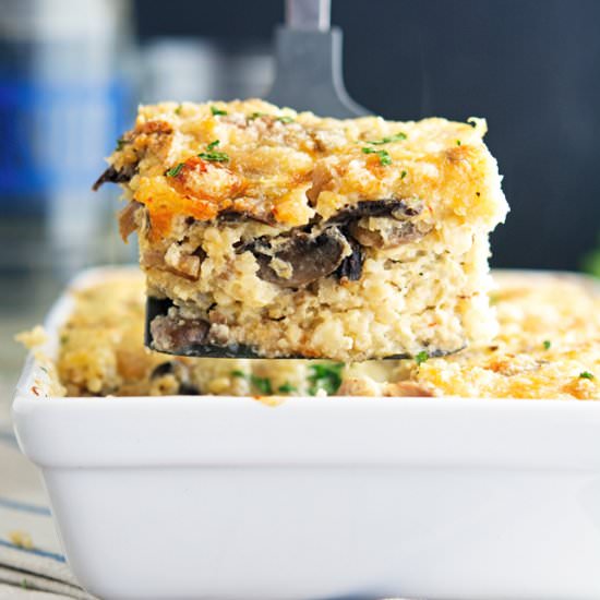 Cheesy Mushroom Quinoa Casserole