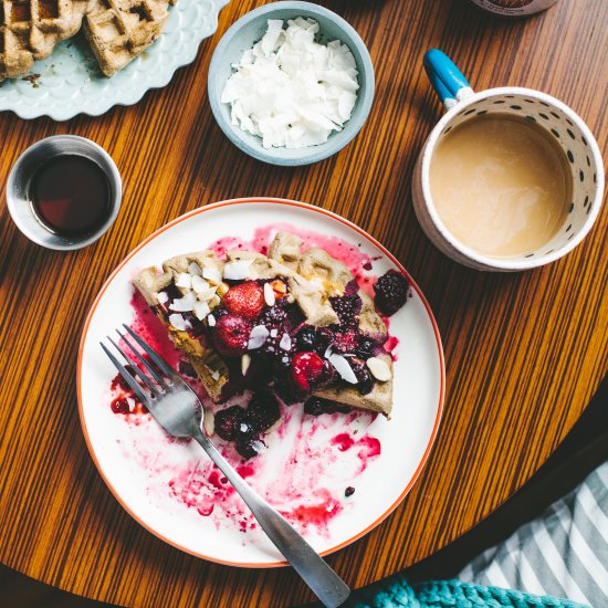 Chocolate chip buckwheat waffles