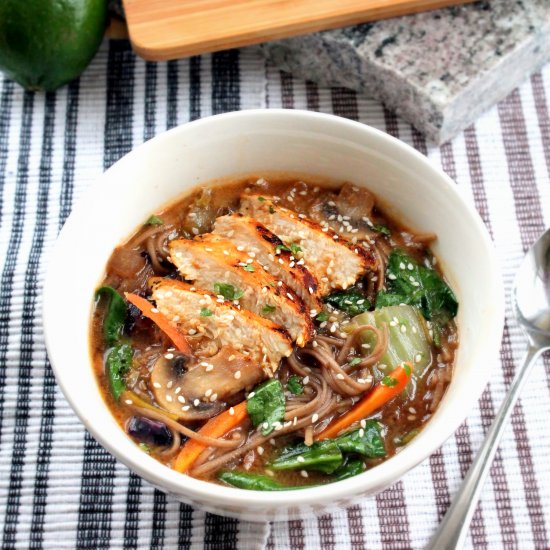 Soba Noodle Broth Bowl with Chicken