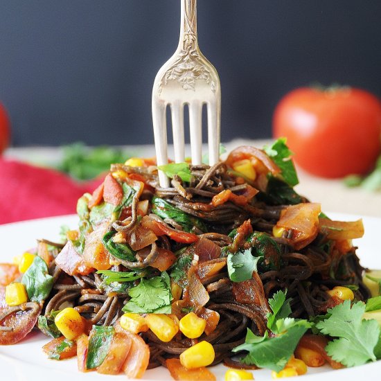 Mexican Black Bean Spaghetti