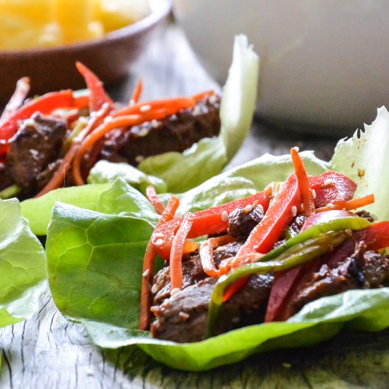 Pineapple Beef Lettuce Wraps