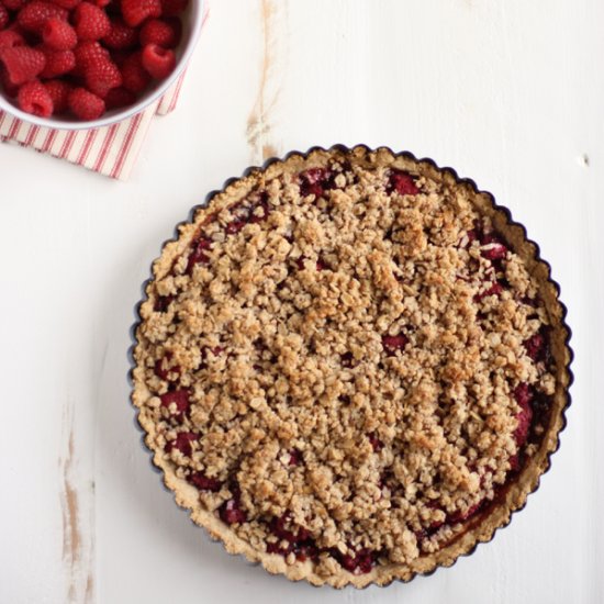 Vegan and GF Raspberry Crumble Tart