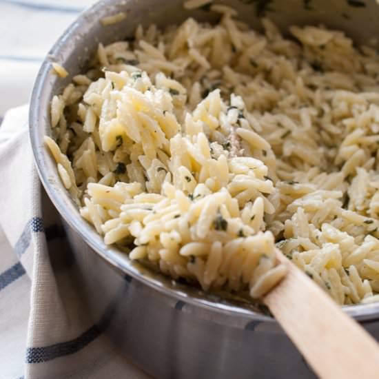 Easy Spinach & Cheese Orzo