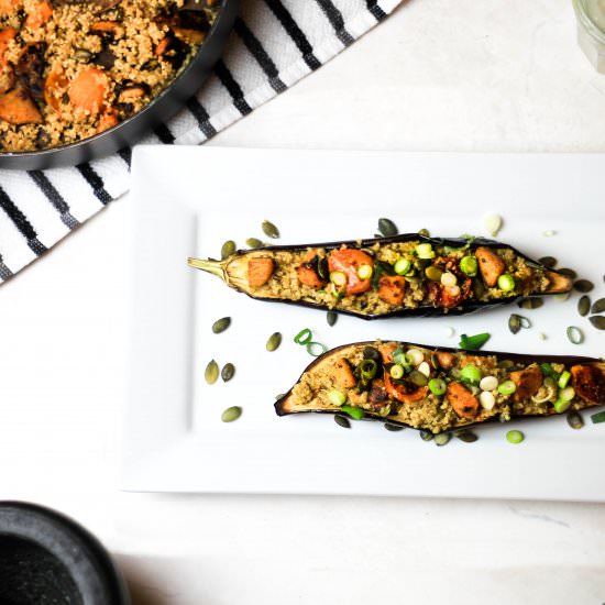 Paleo Quinoa Eggplant Boats