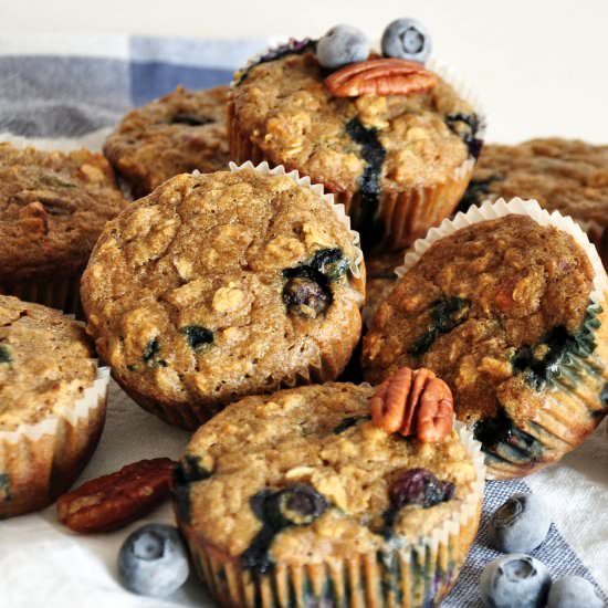 Blueberry Pecan Oatmeal Muffins