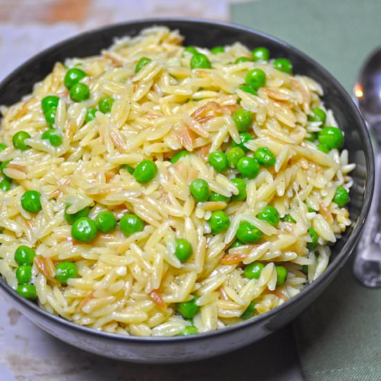 Orzo w/ Manchego and English Peas