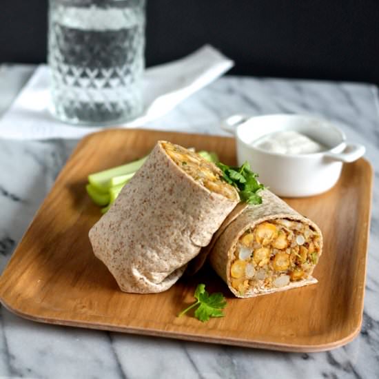 Curried Cauliflower Chickpea Wraps