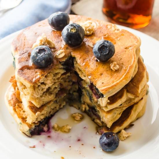 Blueberry Granola Crunch Pancakes