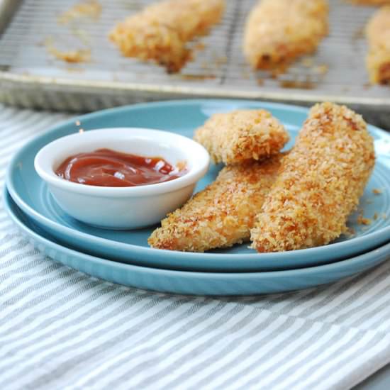 Baked Panko Parmesan Chicken Strips