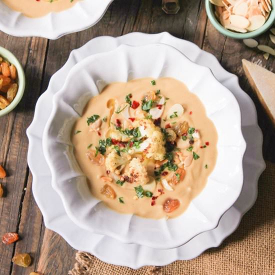 Roasted Cauliflower Soup w/ Parmesan