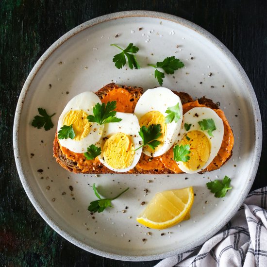 Egg Toast With Harissa Butter