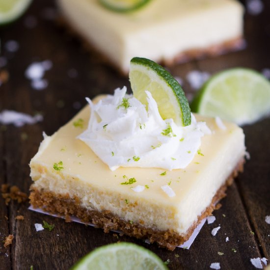 Coconut Key Lime Cheesecake Bars