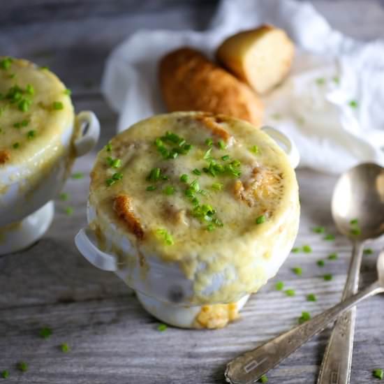 Onion Soup with Garlic Croutons