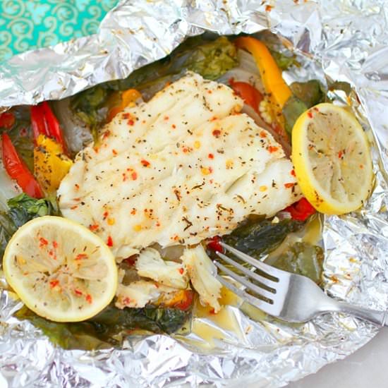 Cod and Spinach in Foil Packets