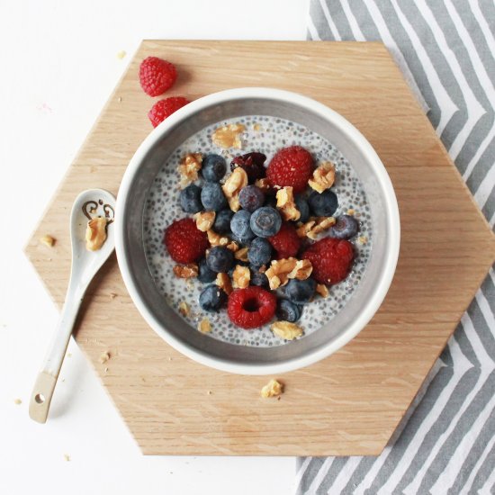 Chia Pudding with Berries & Walnuts