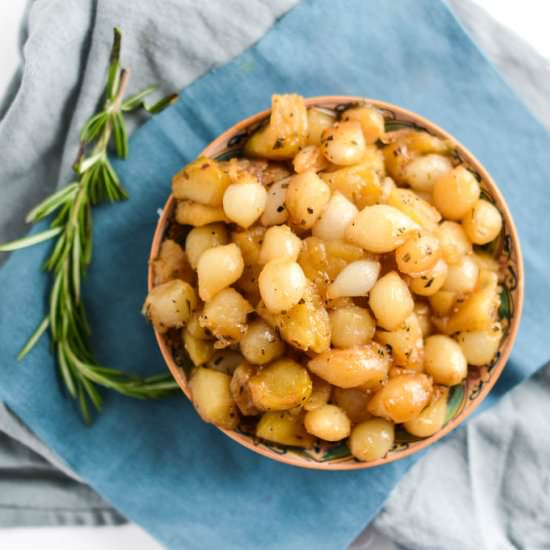 Apple Cider Braised Pearl Onions