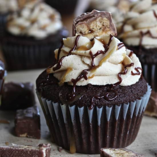 Decadent Snickers Cupcakes