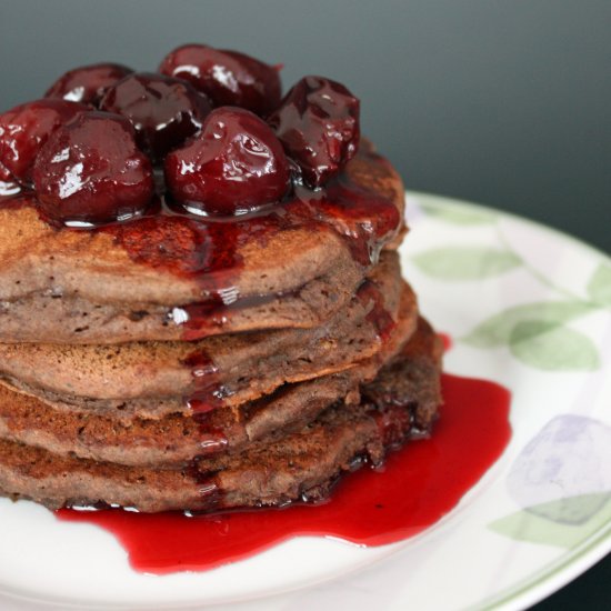 Chocolate Almond Cherry Pancakes