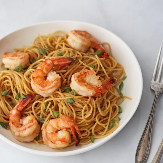 Garlic Noodles with Shrimp