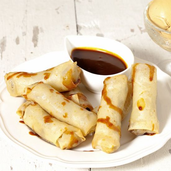 Banana Lumpia with Caramel Sauce