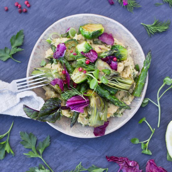 Chickpea Mash & Green Veggies