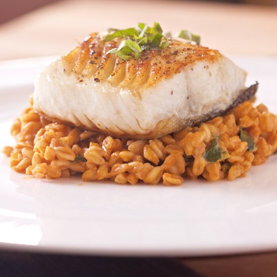 Farro Risotto with Black Cod