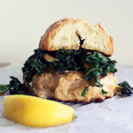 Shrimp Burgers + Garlic Greens