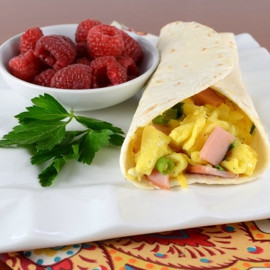 Egg, Ham, and Extra Sharp Cheddar Breakfast Wrap