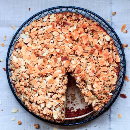 Almond apple cake with oat crumble