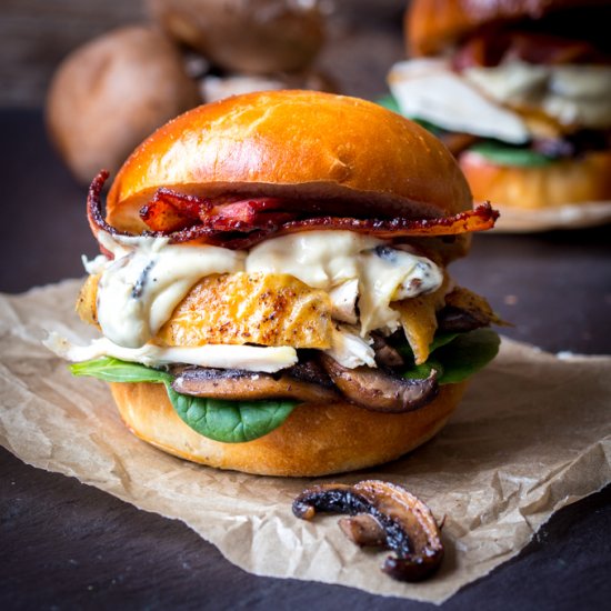 Roast Chicken and Mushroom Burger