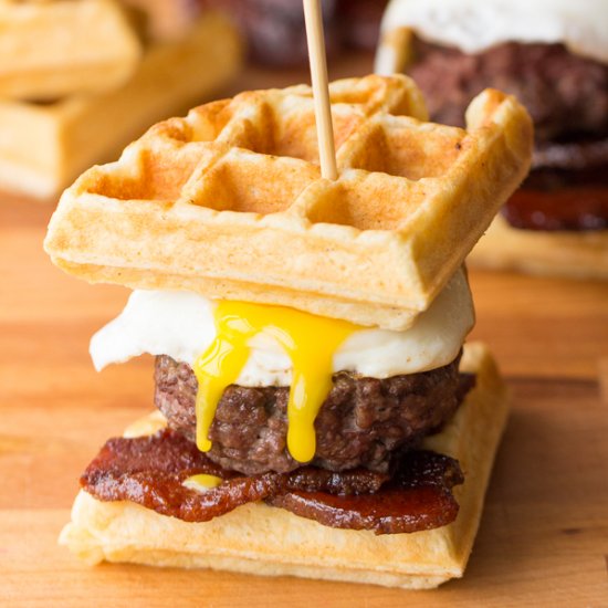 Candied Bacon Waffle Sliders