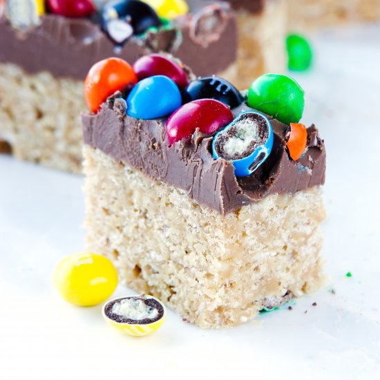 Double M&M’s Crispy Scotcheroos