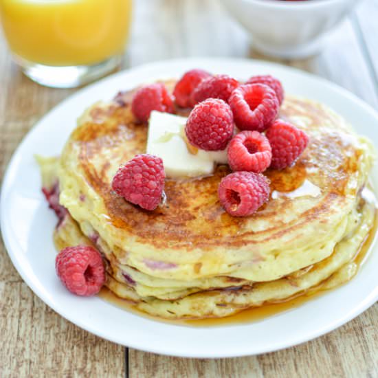 Raspberry Lemon Ricotta Pancakes