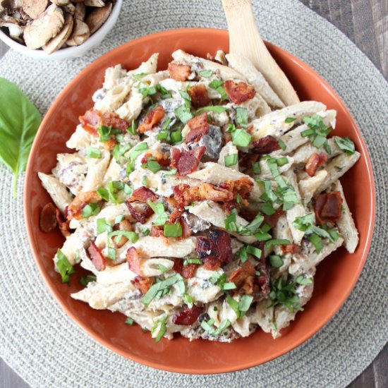 Mushroom Bacon Cheesy Penne