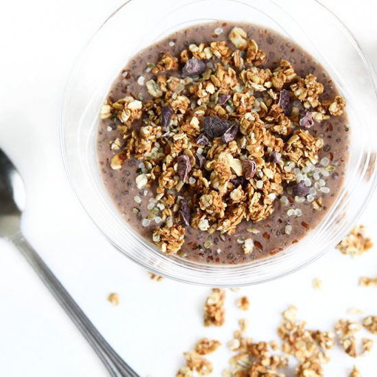 Chocolate Chia Pudding and Granola