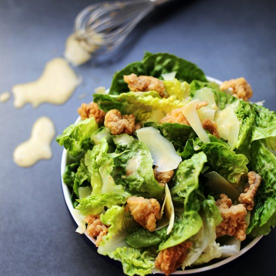 Ceasar Salad with Popcorn Chicken