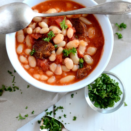 Baked beans w/ vegan chorizo