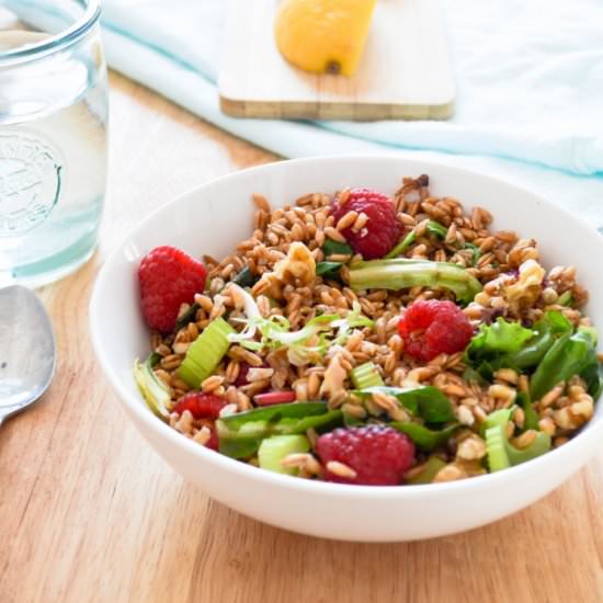 Farro, Raspberry, and Walnut Salad