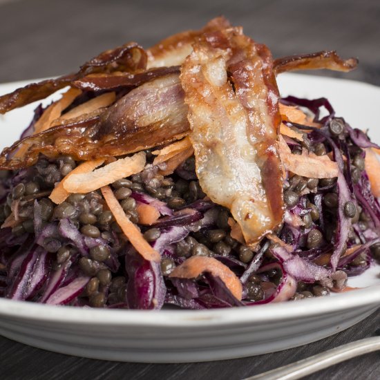 Black Lentil Salad with Red Cabbage