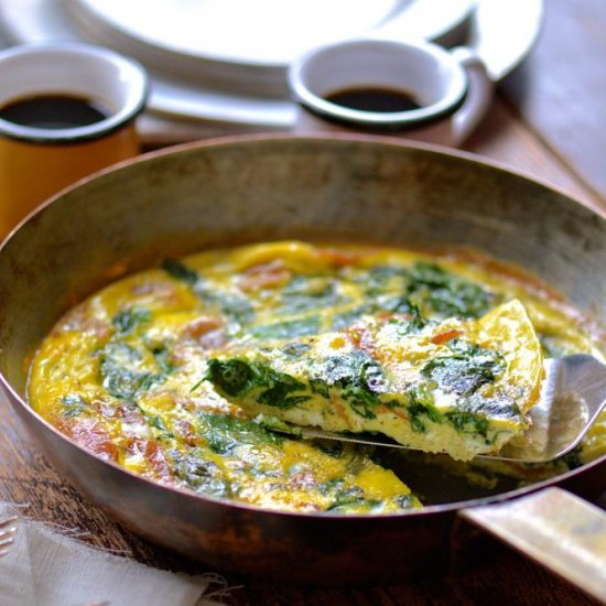 Sautéed Spinach & Bacon Frittata